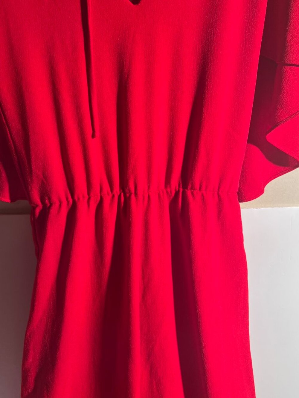 Zara Woman Red Flutter Sleeve Wide Leg Jumpsuit - Size S - Picture 6 of 15